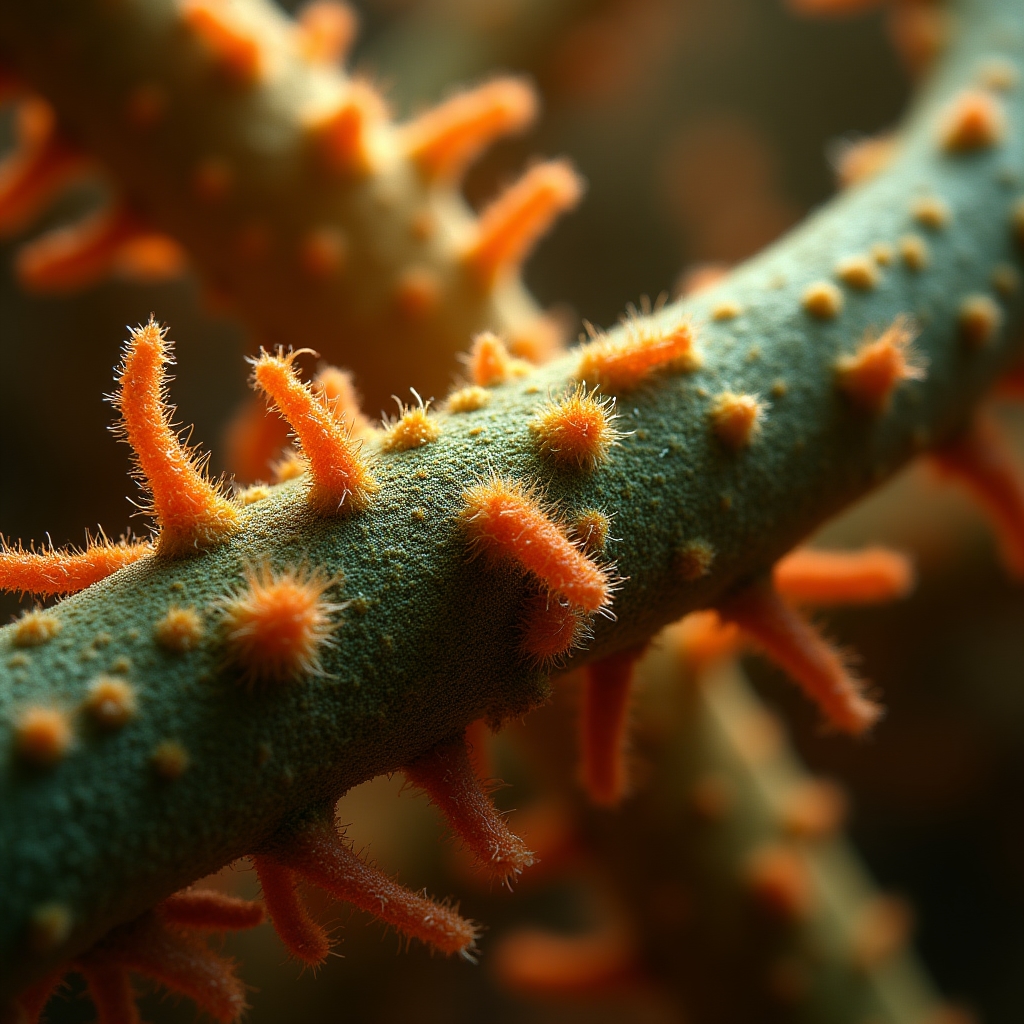 Conceptual close-up photography representing muscle fiber repair at the microscopic level with warm lighting and organic textures