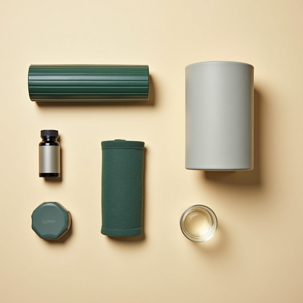 Array of recovery products on a shelf including compression gear and supplements, representing the booming recovery industry